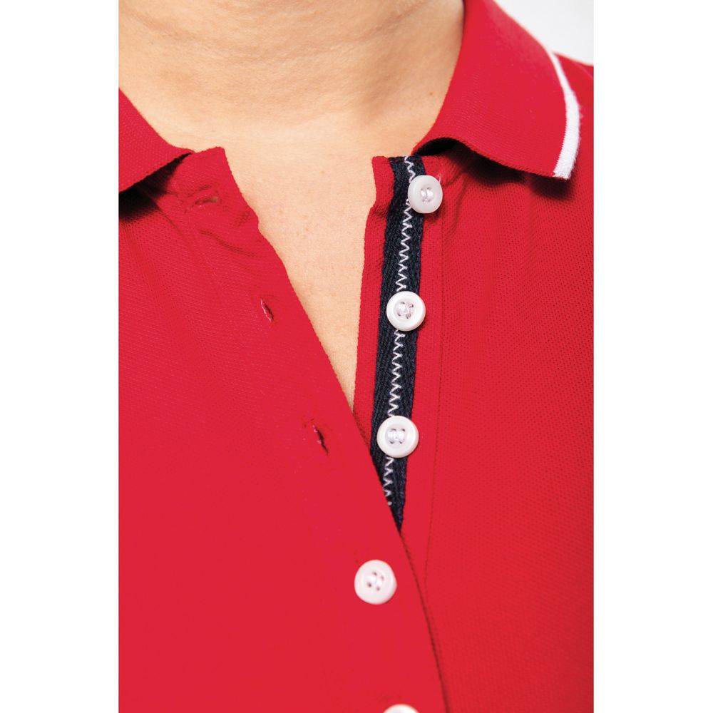 Polo maille piqué femme Kariban 100% coton Rouge / Blanc XS - Image 8