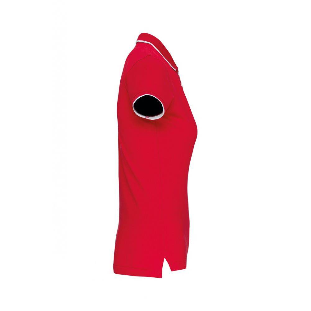 Polo maille piqué femme Kariban 100% coton Rouge / Blanc XS - Image 3