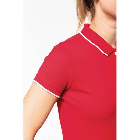 Polo maille piqué femme Kariban 100% coton Rouge / Blanc XS - Image 6