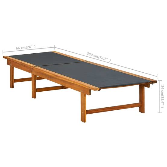 Chaise longue | Transat | Bain de soleil Bois d'acacia solide et textilène - Image 6