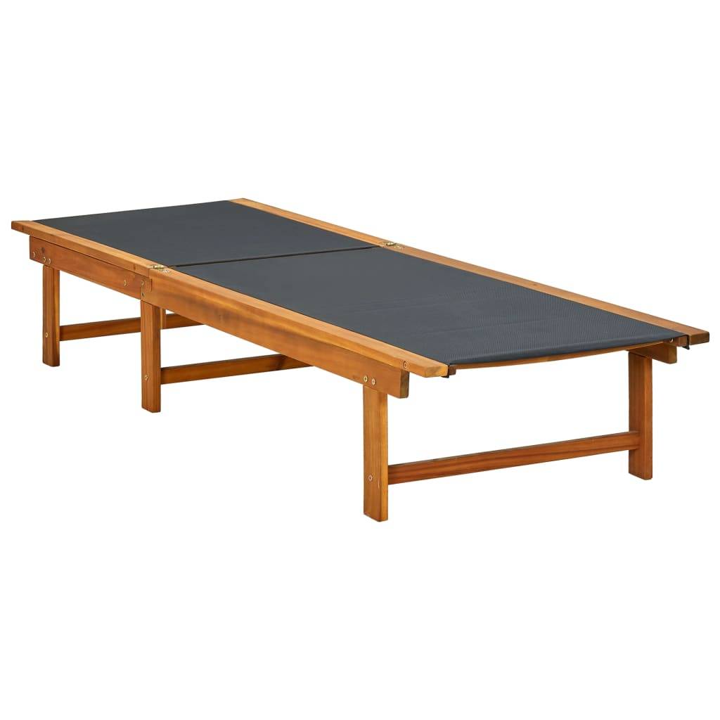 Chaise longue | Transat | Bain de soleil Bois d'acacia solide et textilène - Image 1