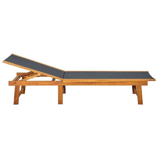 Chaise longue | Transat | Bain de soleil Bois d'acacia solide et textilène - Image 4