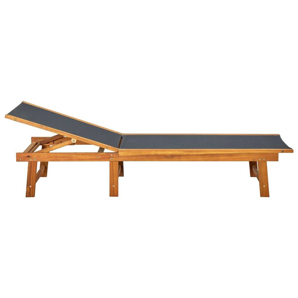 Chaise longue | Transat | Bain de soleil Bois d'acacia solide et textilène - Image 4