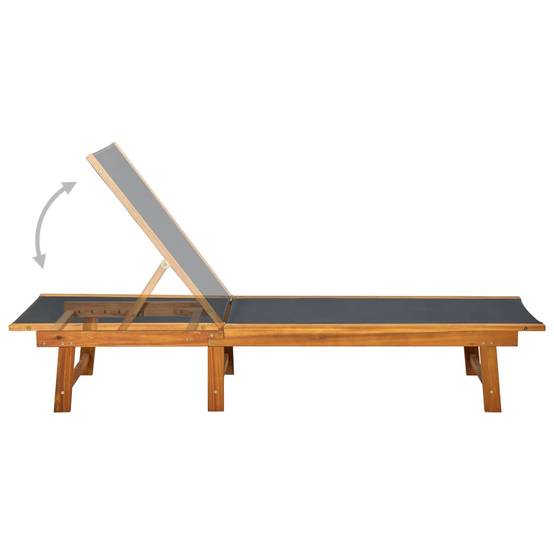 Chaise longue | Transat | Bain de soleil Bois d'acacia solide et textilène - Image 3