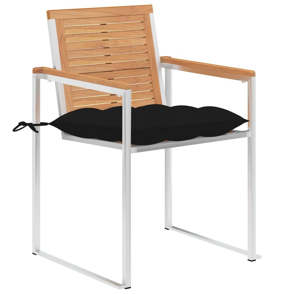 Chaises jardin bois teck inox coussin noir 60 x 56 x 85 cm, Poids :38 ...