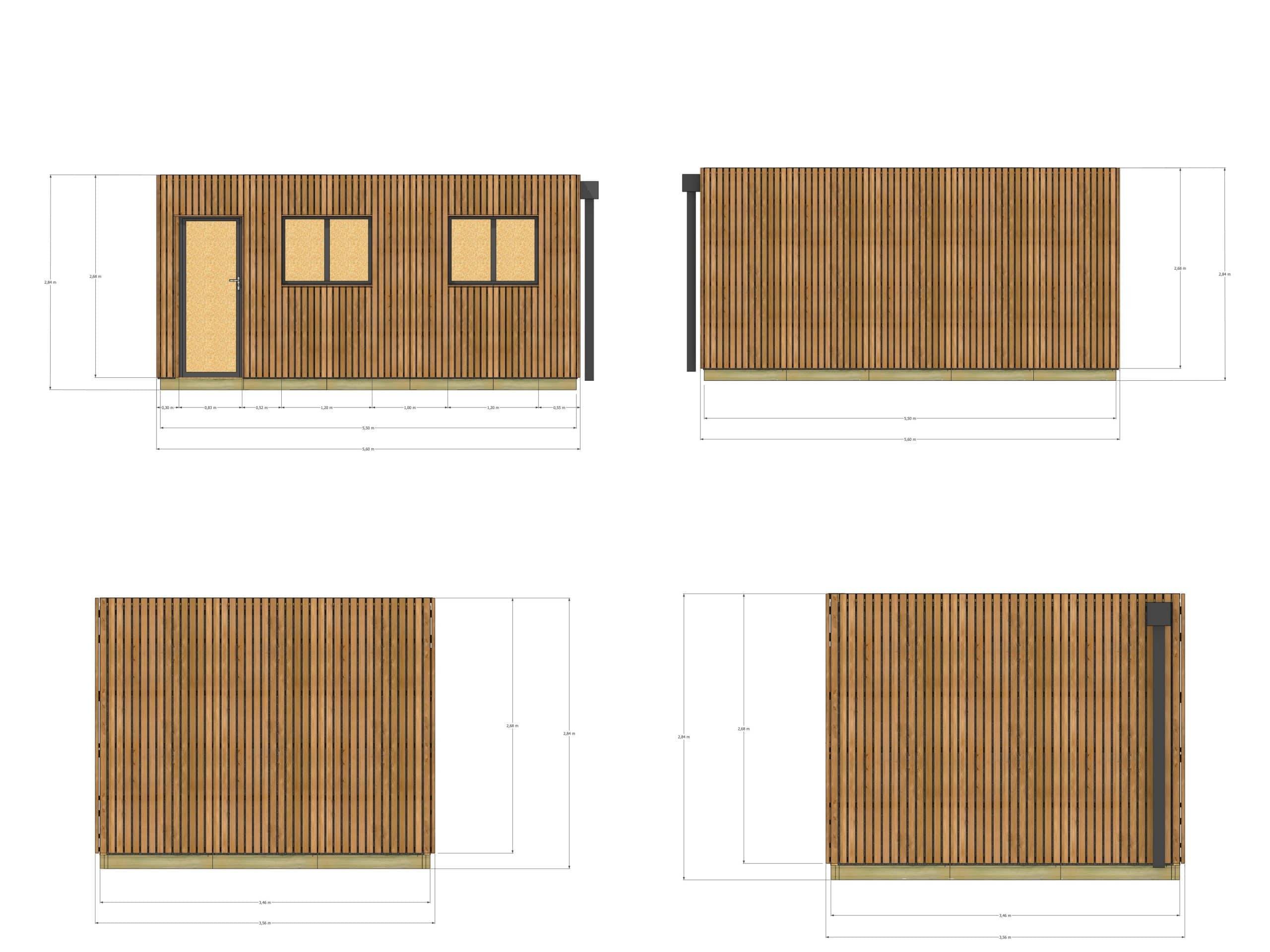 Sans Marque - Annexe de jardin sans permis en bois 5,5 x 3,5 x 2,7 m avec plancher isolé - Image 4