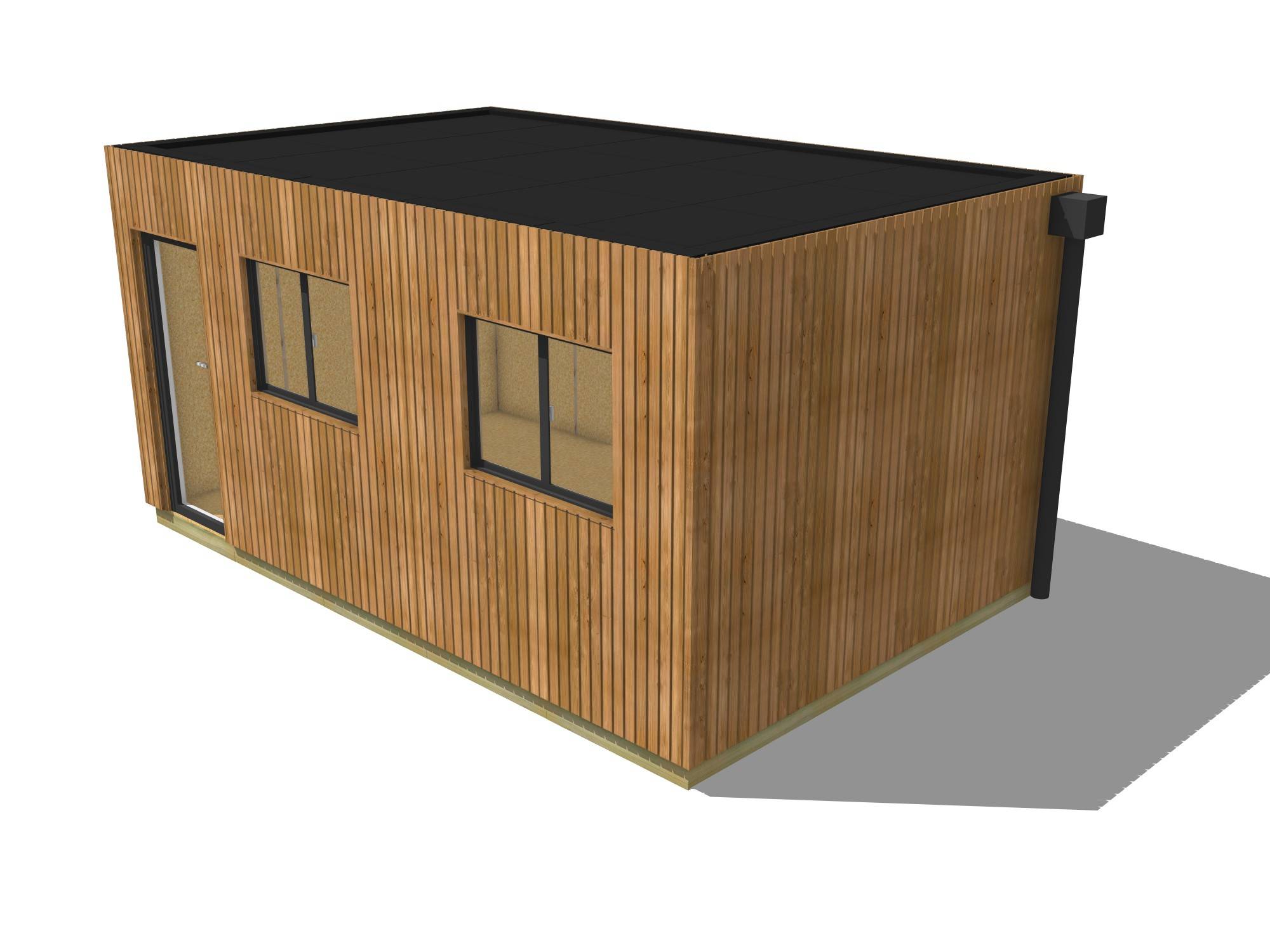 Sans Marque - Annexe de jardin sans permis en bois 5,5 x 3,5 x 2,7 m avec plancher isolé - Image 2