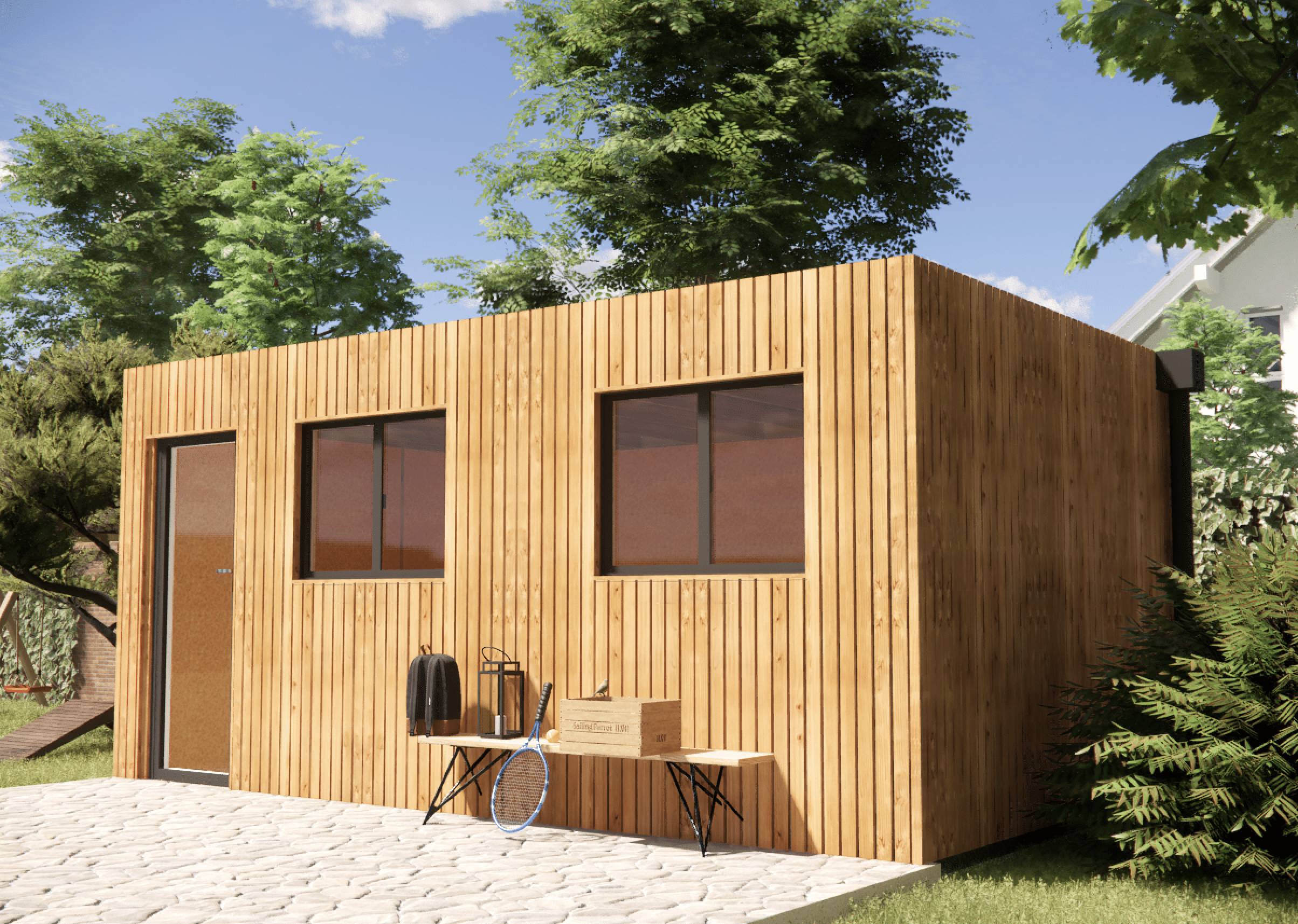 Sans Marque - Annexe de jardin sans permis en bois 5,5 x 3,5 x 2,7 m avec plancher isolé - Image 6