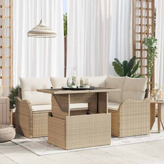 ComfortXL - Salon de jardin 4 places en Poly rotin avec Coussins pour Extérieur Beige – ComfortXL Outdoor Living - Image 1