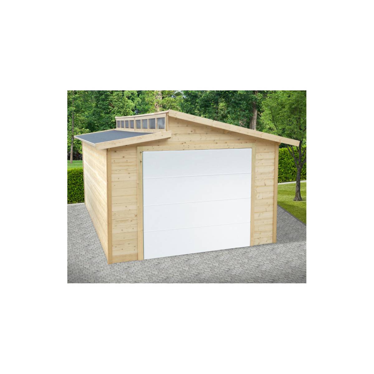 Garage Torino 6056 x 3990 - Abri de Jardin en Bois de 28 mm avec Porte Motorisée - Image 1