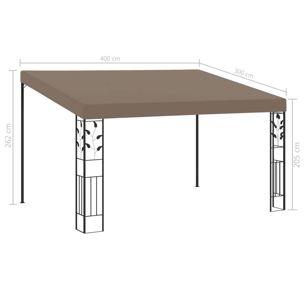 Pergola Jardin - Tonnelle de jardin - Belvédère mural 4x3x2,5 m Taupe MI122 - Image 6