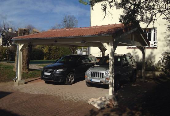Carport SUR MESURE deux pentes, 4 poteaux, bois DOUGLAS Français (Charpente en bois-auvent-abri voiture). Garantie 10 ans - Image 4