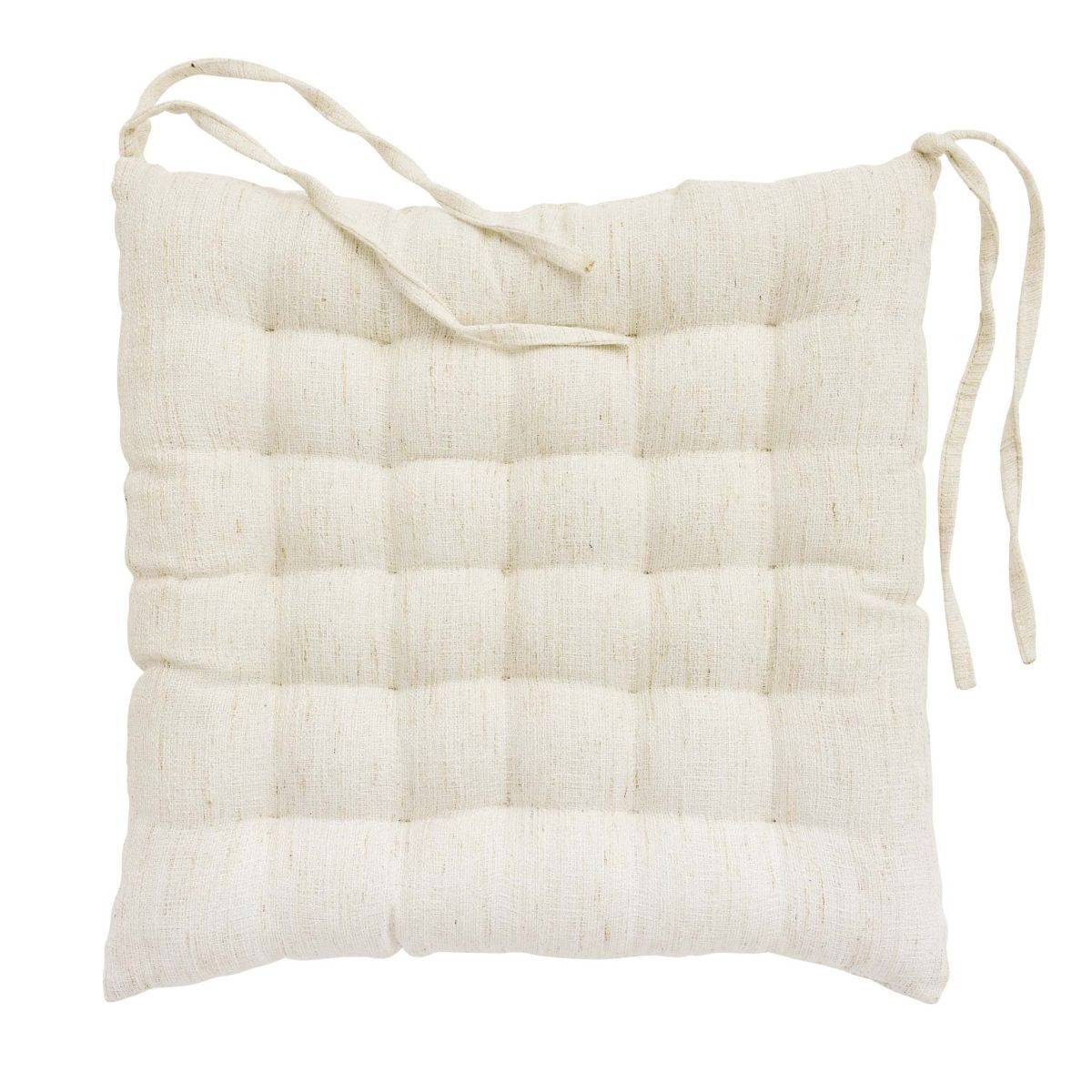 Paris Prix - Galette de Chaise Effet Lin Tissé "Nando" 38x38cm Naturel - Image 2