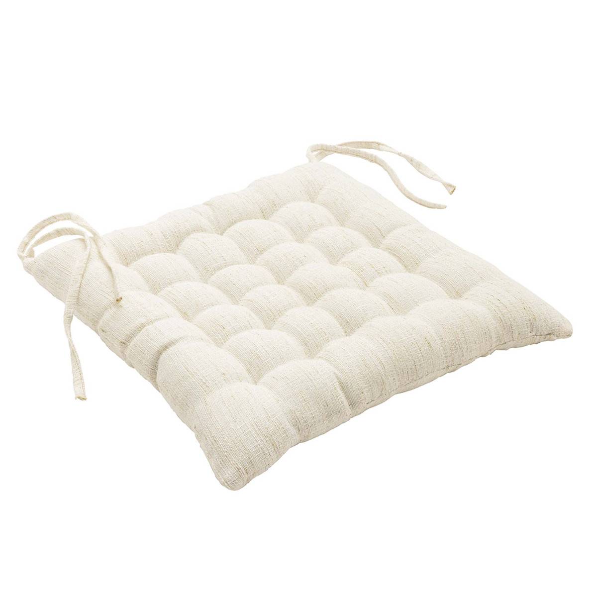 Paris Prix - Galette de Chaise Effet Lin Tissé "Nando" 38x38cm Naturel - Image 1