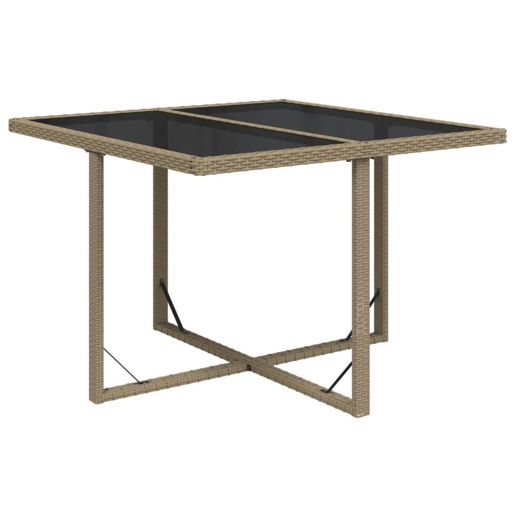 ComfortXL - Table de Jardin 4 Personnes Beige 109x107cm en Résine Tressée et Plateau Verre Facile d'Entretien – ComfortXL Outdoor Living - Image 2