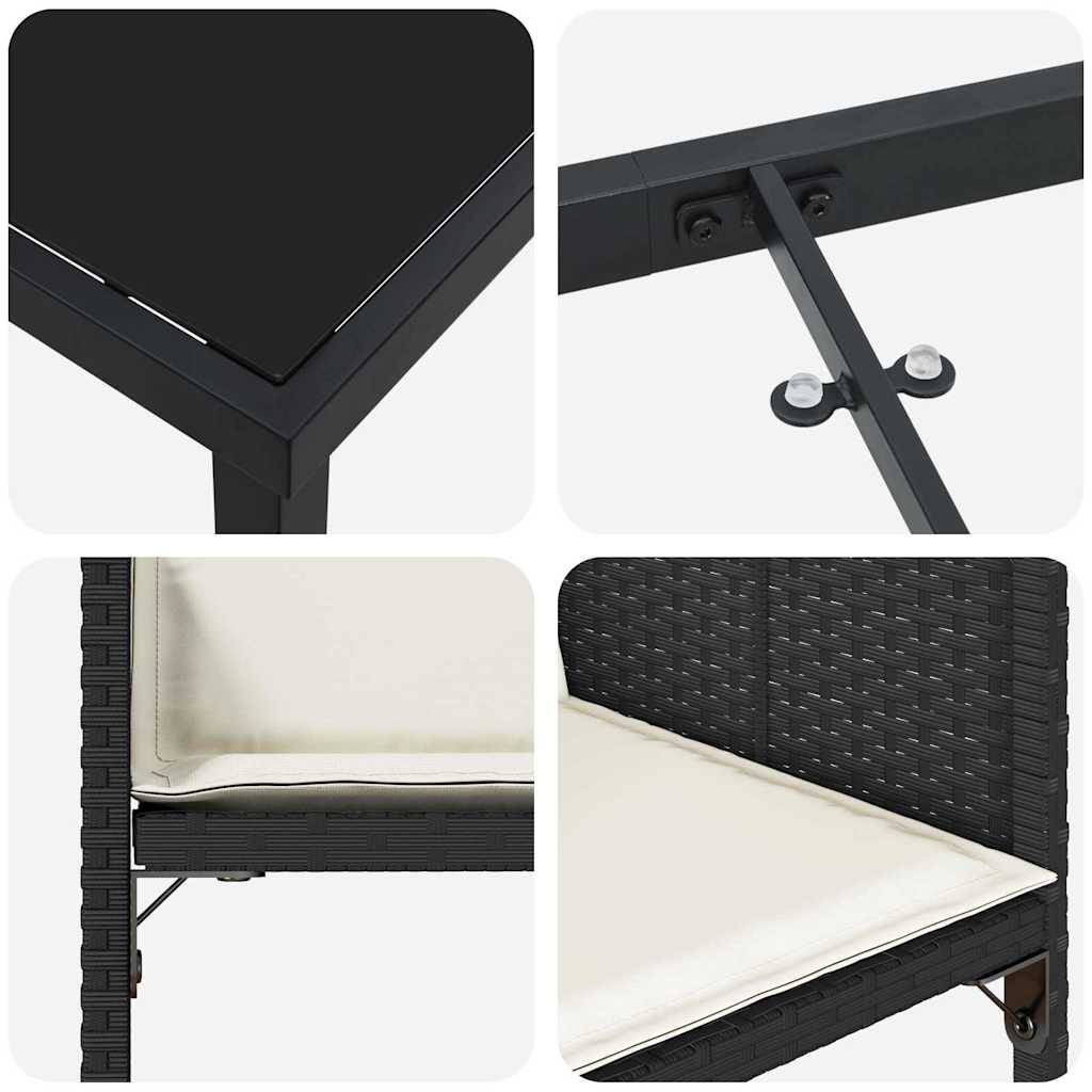 ComfortXL - Salon de jardin 4 places pliable en résine tressée avec table en verre Noir – ComfortXL Outdoor Living - Image 9