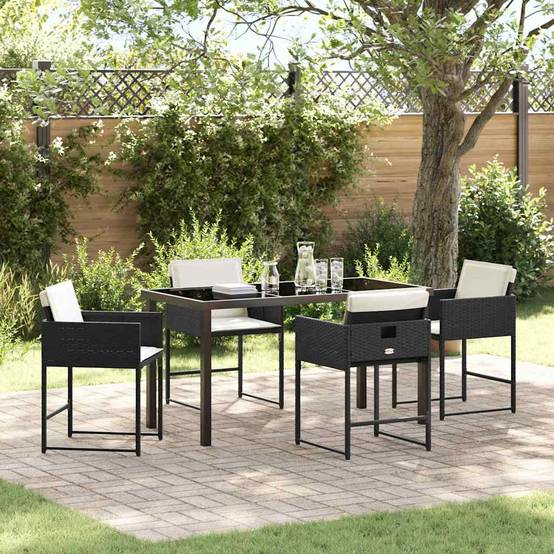 ComfortXL - Salon de jardin 4 places pliable en résine tressée avec table en verre Noir – ComfortXL Outdoor Living - Image 1