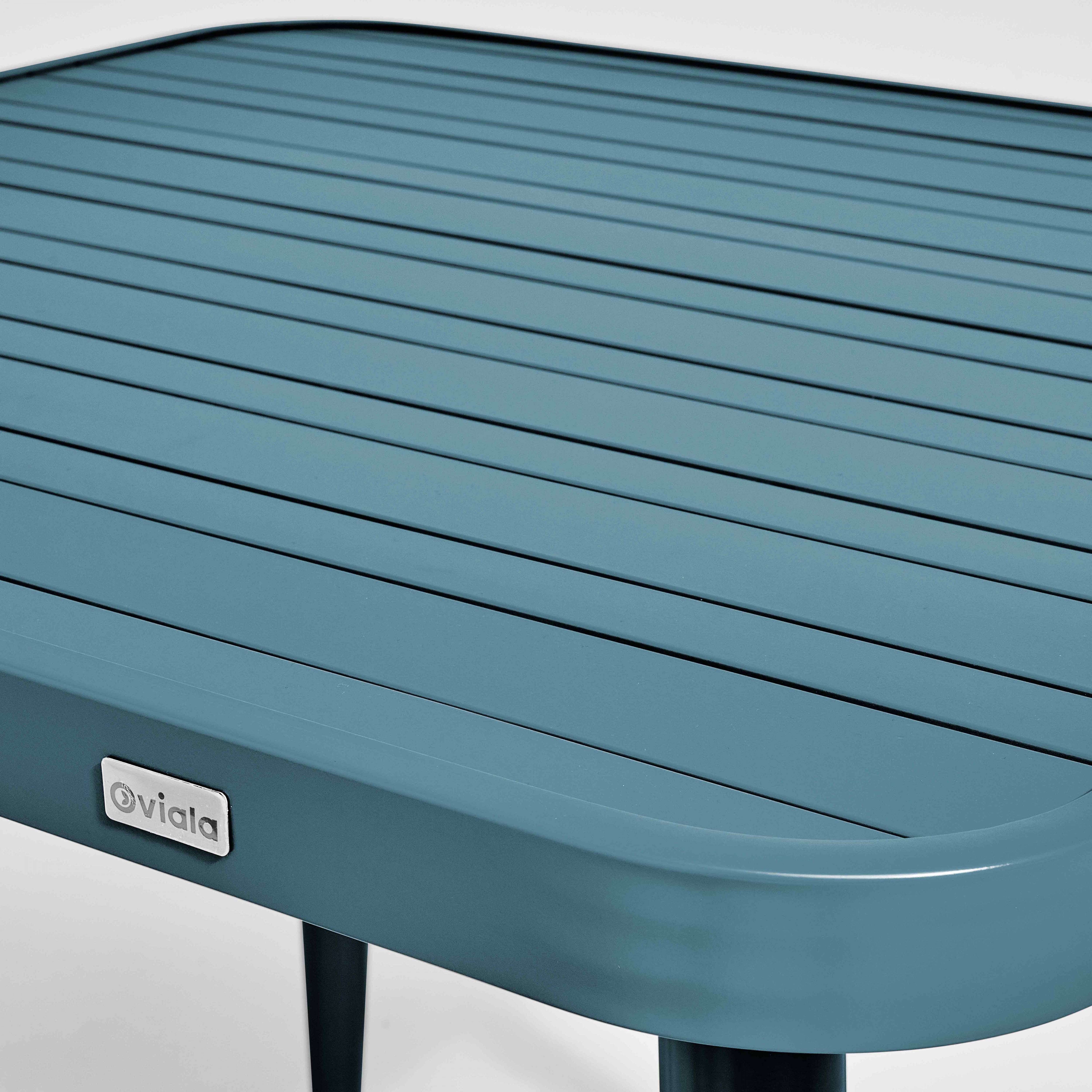 Oviala - Ensemble table de jardin et 2 fauteuils aluminium/bois bleu canard Bristol - Oviala - Image 4