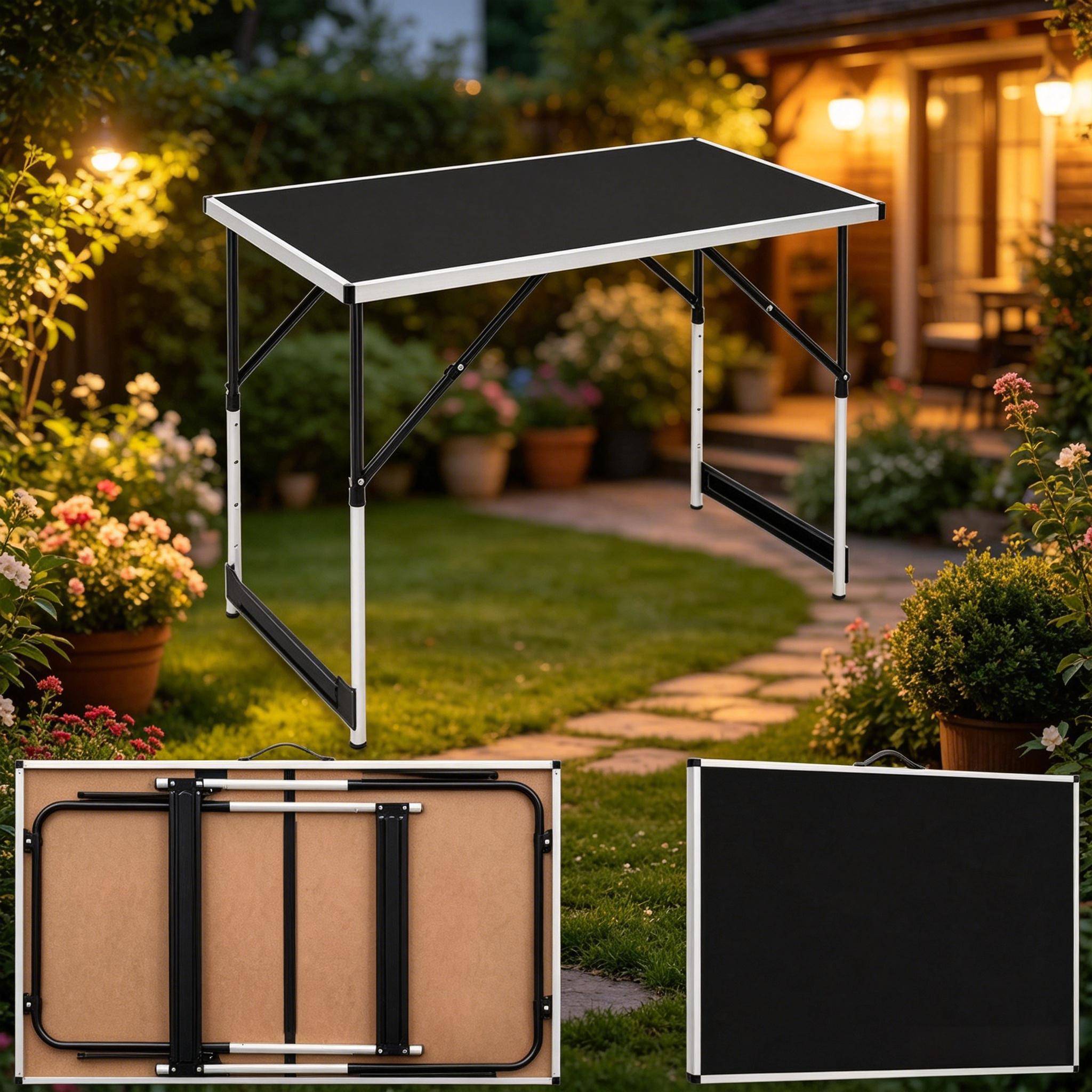 Table pliable réglable en hauteur, table de camping et repas extérieur jardin - Image 6