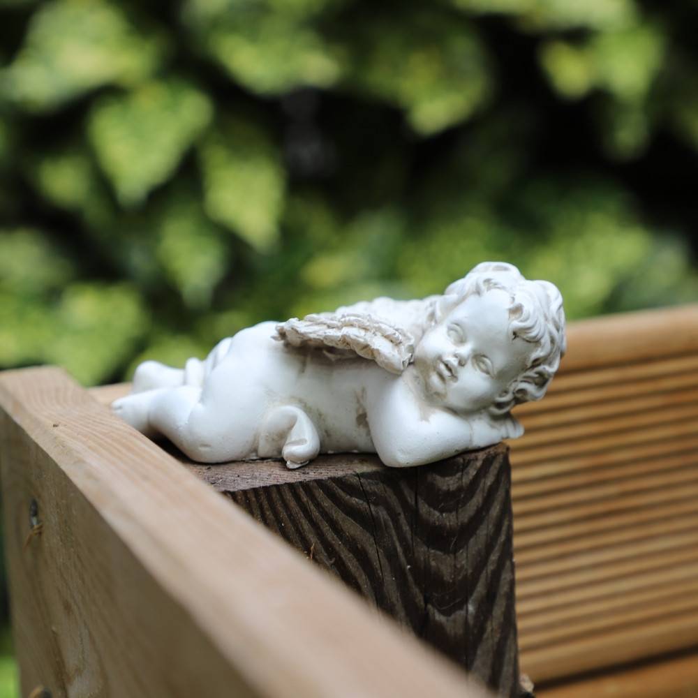Chemin De Campagne - Statue statuette sculpture jardin ange chérubin résine blanche 8cm Chemin de campagne - Image 3