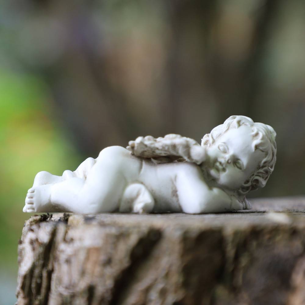 Chemin De Campagne - Statue statuette sculpture jardin ange chérubin résine blanche 8cm Chemin de campagne - Image 2