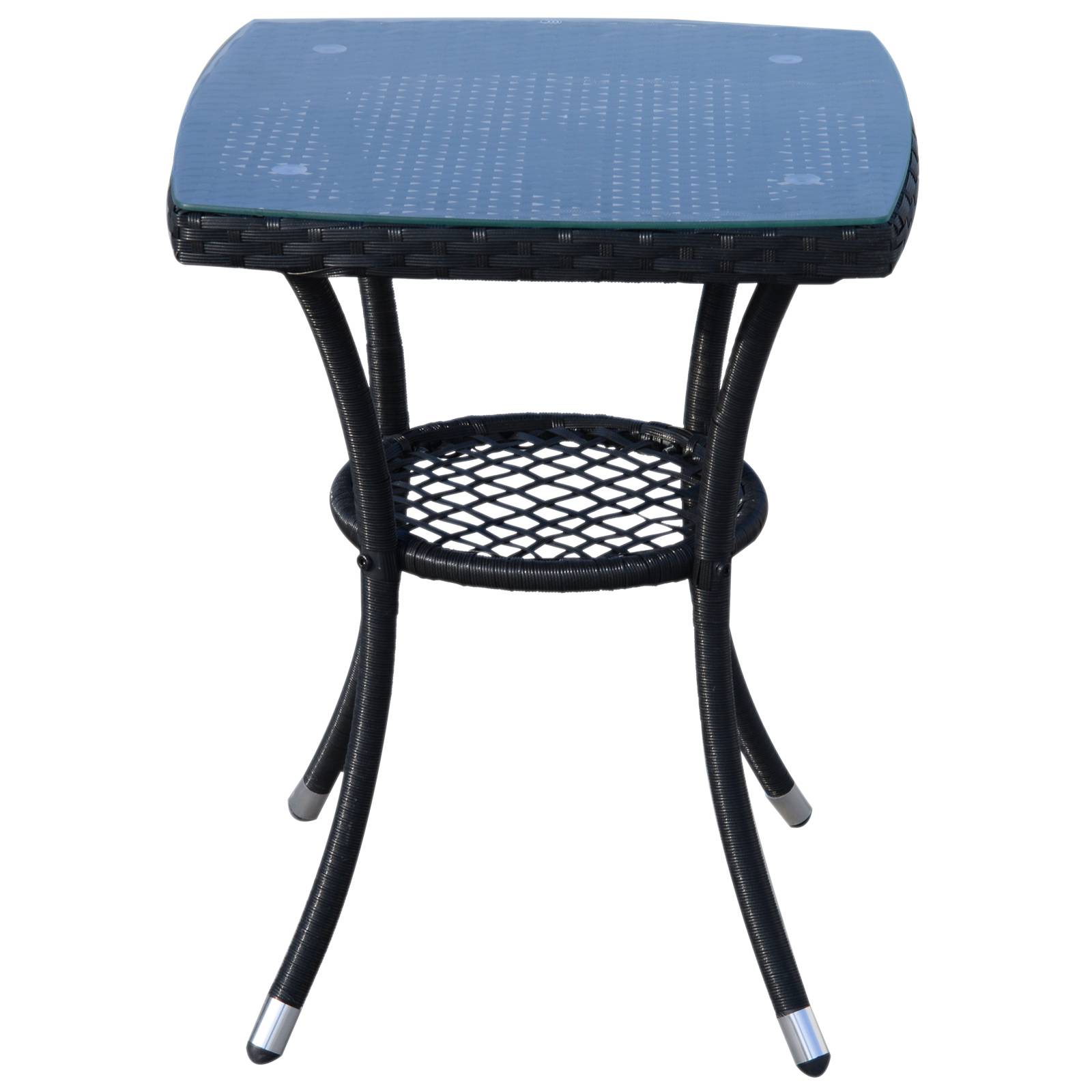 Outsunny - Ensemble salon de jardin 2 places 2 fauteuils table basse plateau verre trempé résine tressée 4 fils imitation rotin avec coussins noir - Outsunny - Image 6