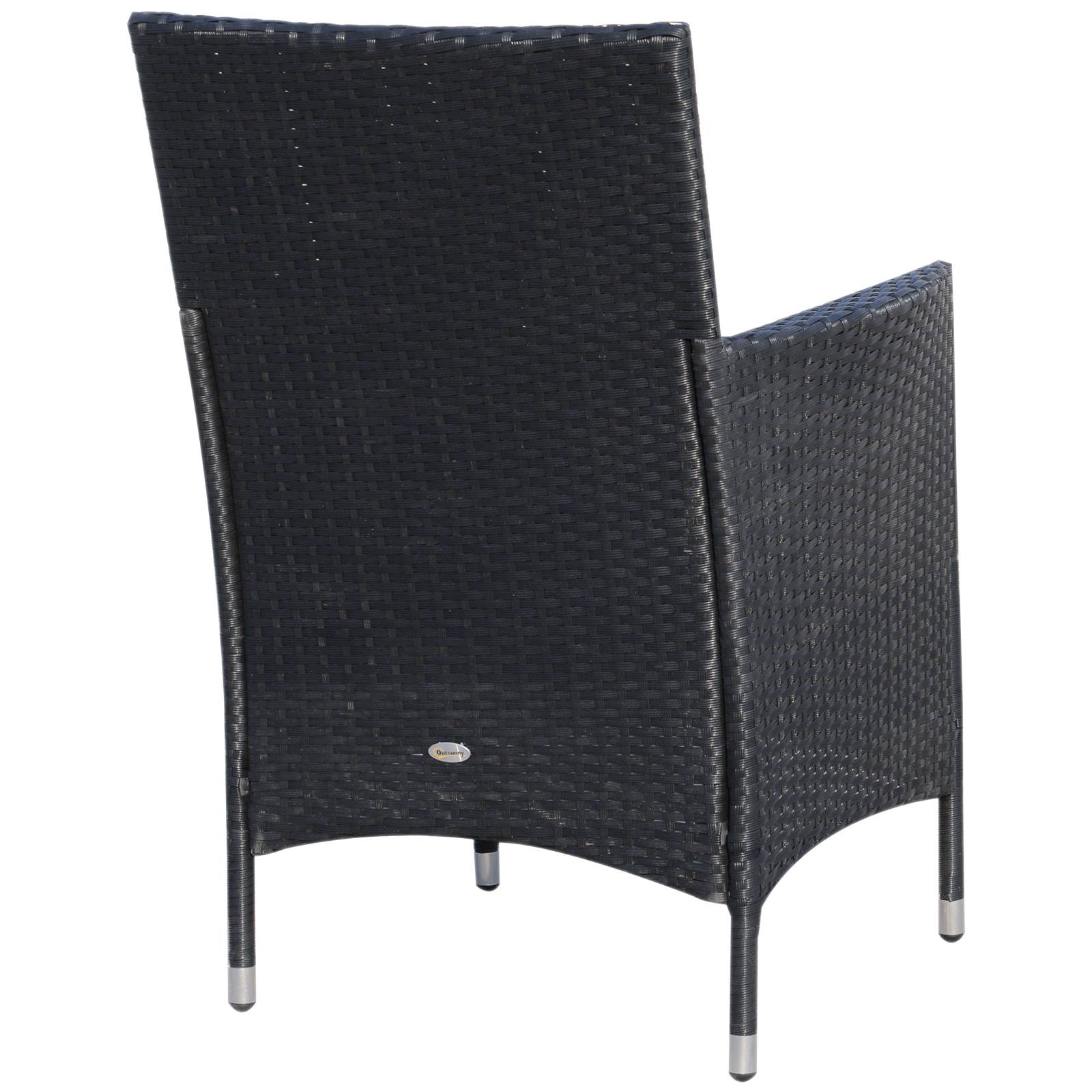 Outsunny - Ensemble salon de jardin 2 places 2 fauteuils table basse plateau verre trempé résine tressée 4 fils imitation rotin avec coussins noir - Outsunny - Image 7