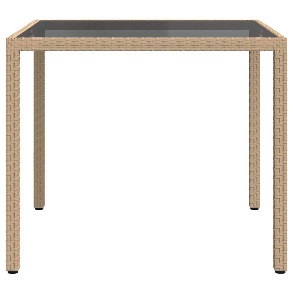 PANGIVO - Table de jardin résine tressée beige verre trempé 90 x 90 x 75 cm, Poids :20kg - PANGIVO - Image 3