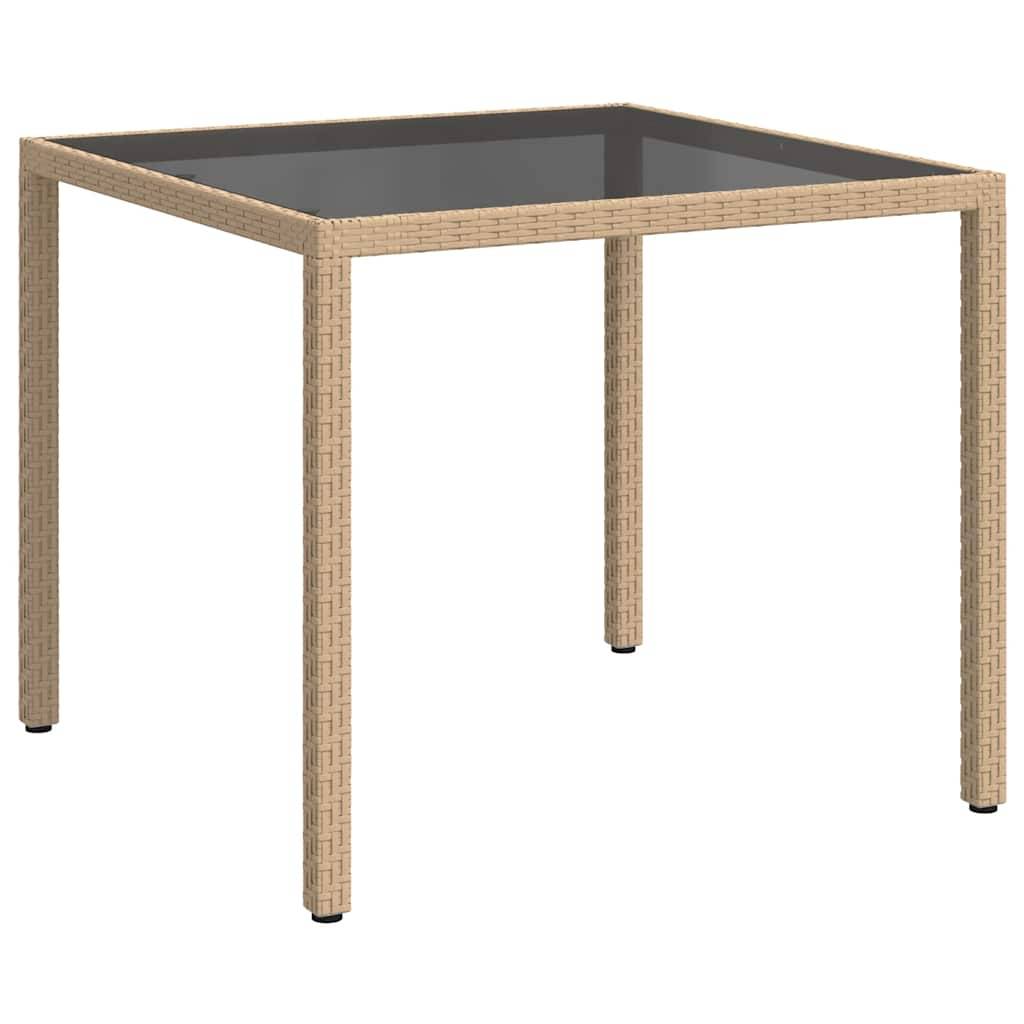 PANGIVO - Table de jardin résine tressée beige verre trempé 90 x 90 x 75 cm, Poids :20kg - PANGIVO - Image 2