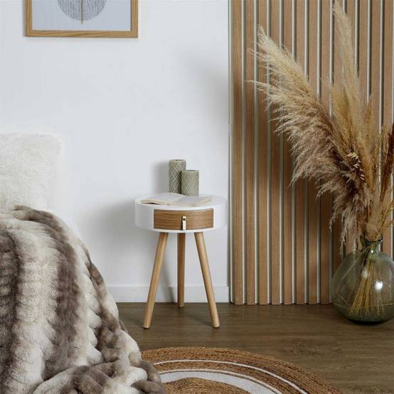 The Home Deco Factory - Chevet en bois scandinave Nora - Image 2