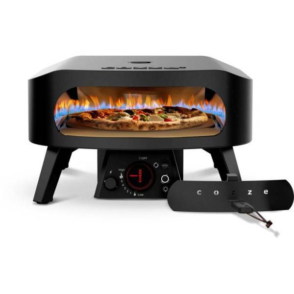 Cozze - Four a pizza gaz - COZZE - 13 - Pierre rotative - Thermometre - 6,0 kW - Jusqu'a 630 °C - Bouton led - Noir - Image 1