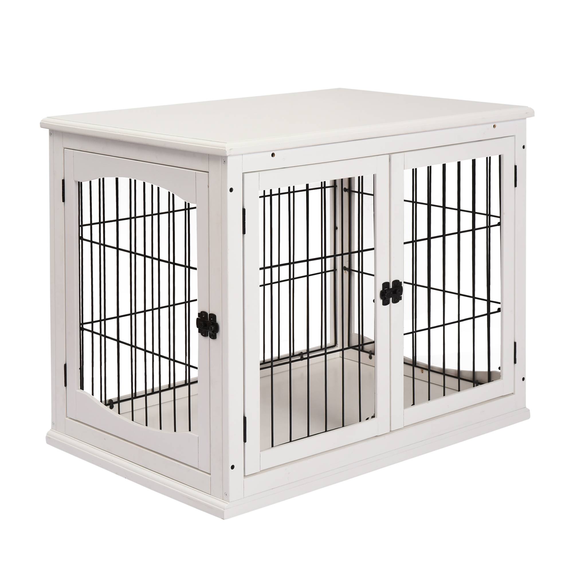 Niche d'intérieur pour chien jusqu'à 30 kg, en bois et acier, 58,5 x 81 x 66 cm - Blanche - Image 2