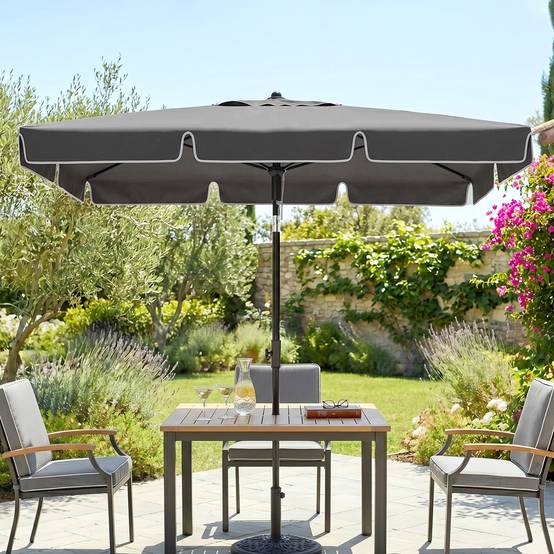 Parasol de terrasse rectangulaire en aluminium gris, 2 x 1,3 x 2,5 m, avec fonction d'inclinaison - Image 4
