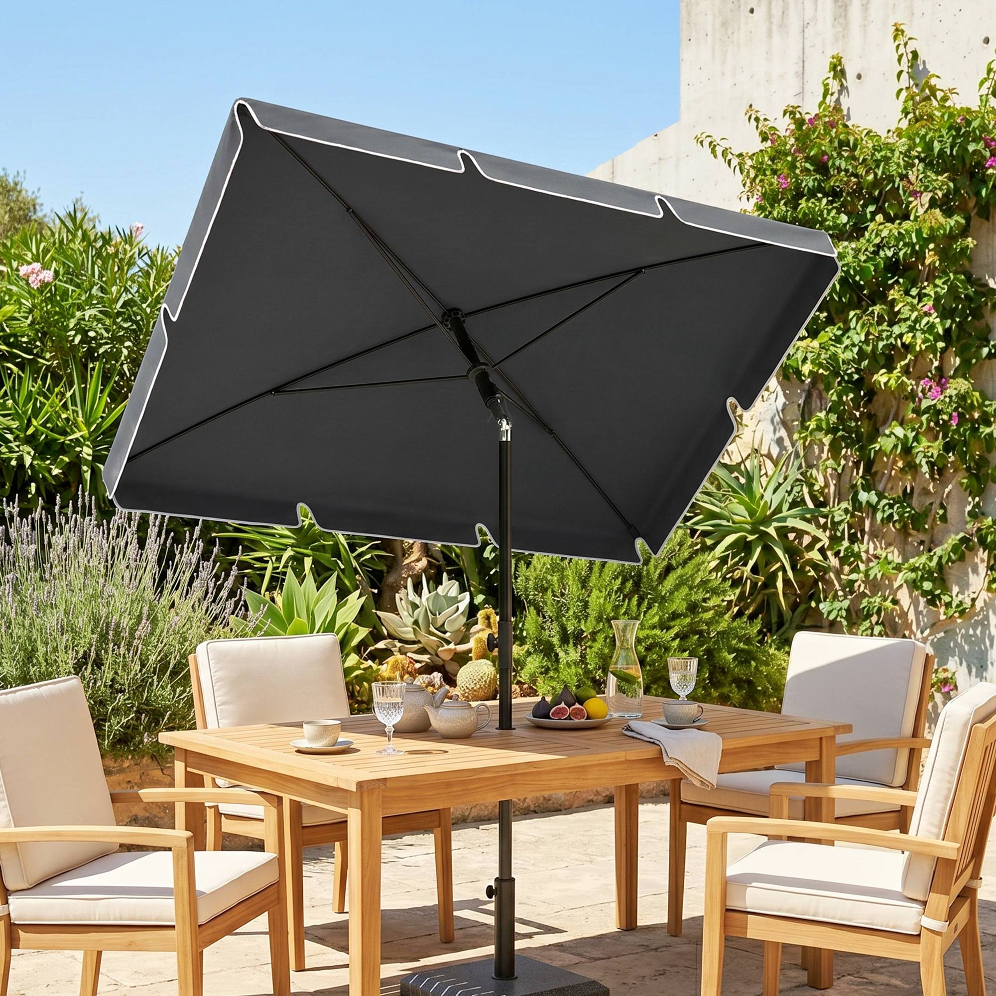 Parasol de terrasse rectangulaire en aluminium gris, 2 x 1,3 x 2,5 m, avec fonction d'inclinaison - Image 3