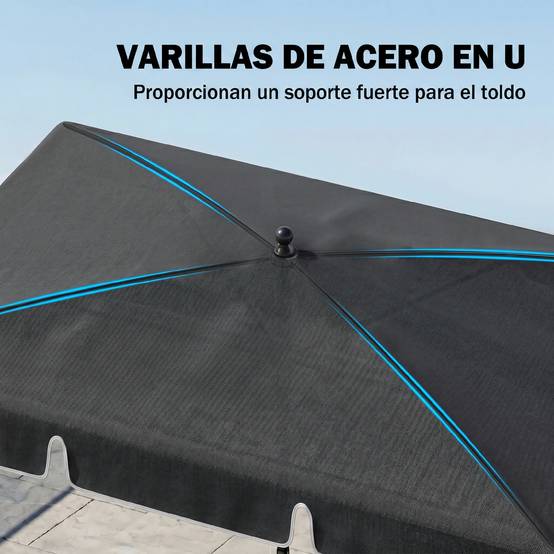 Parasol de terrasse rectangulaire en aluminium gris, 2 x 1,3 x 2,5 m, avec fonction d'inclinaison - Image 7