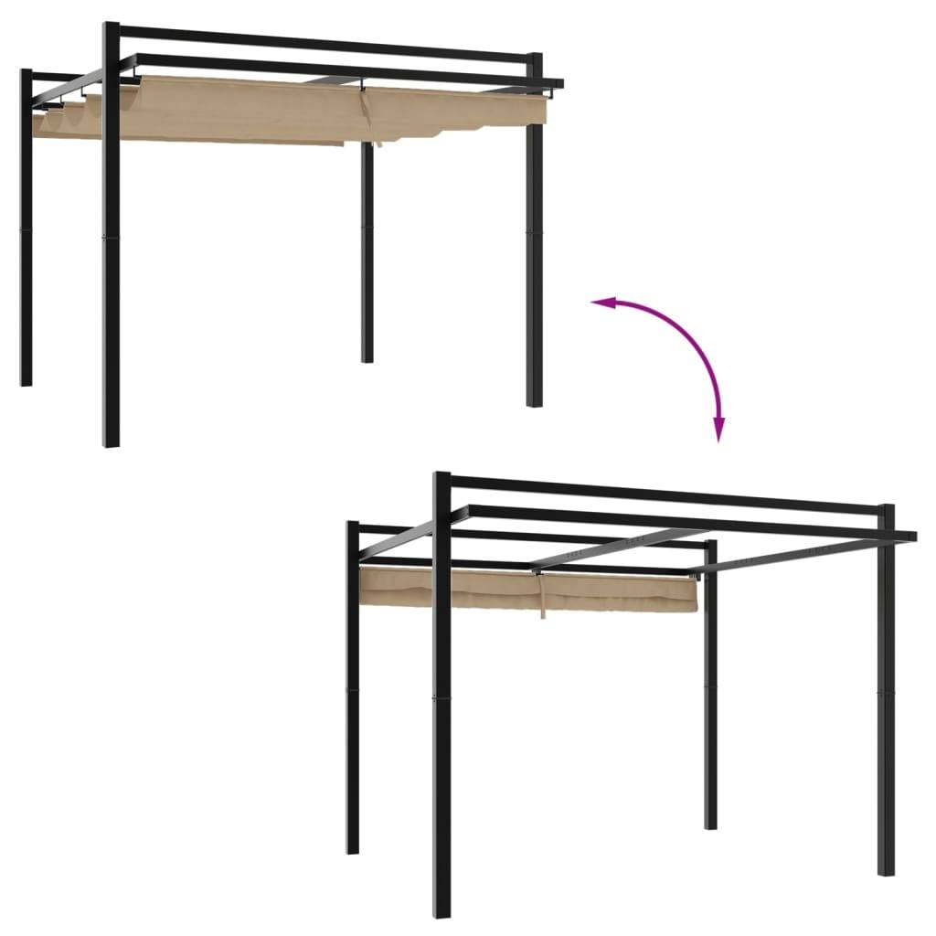 Pergola Autoportante Aluminium 3x3 m avec Toit Rétractable pour Jardin Taupe – ComfortXL Outdoor Living - Image 3