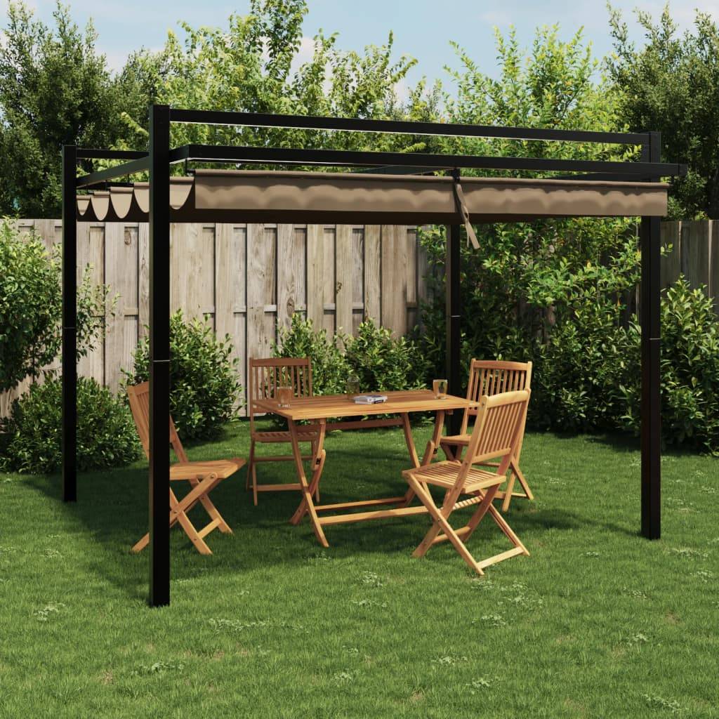 Pergola Autoportante Aluminium 3x3 m avec Toit Rétractable pour Jardin Taupe – ComfortXL Outdoor Living - Image 1
