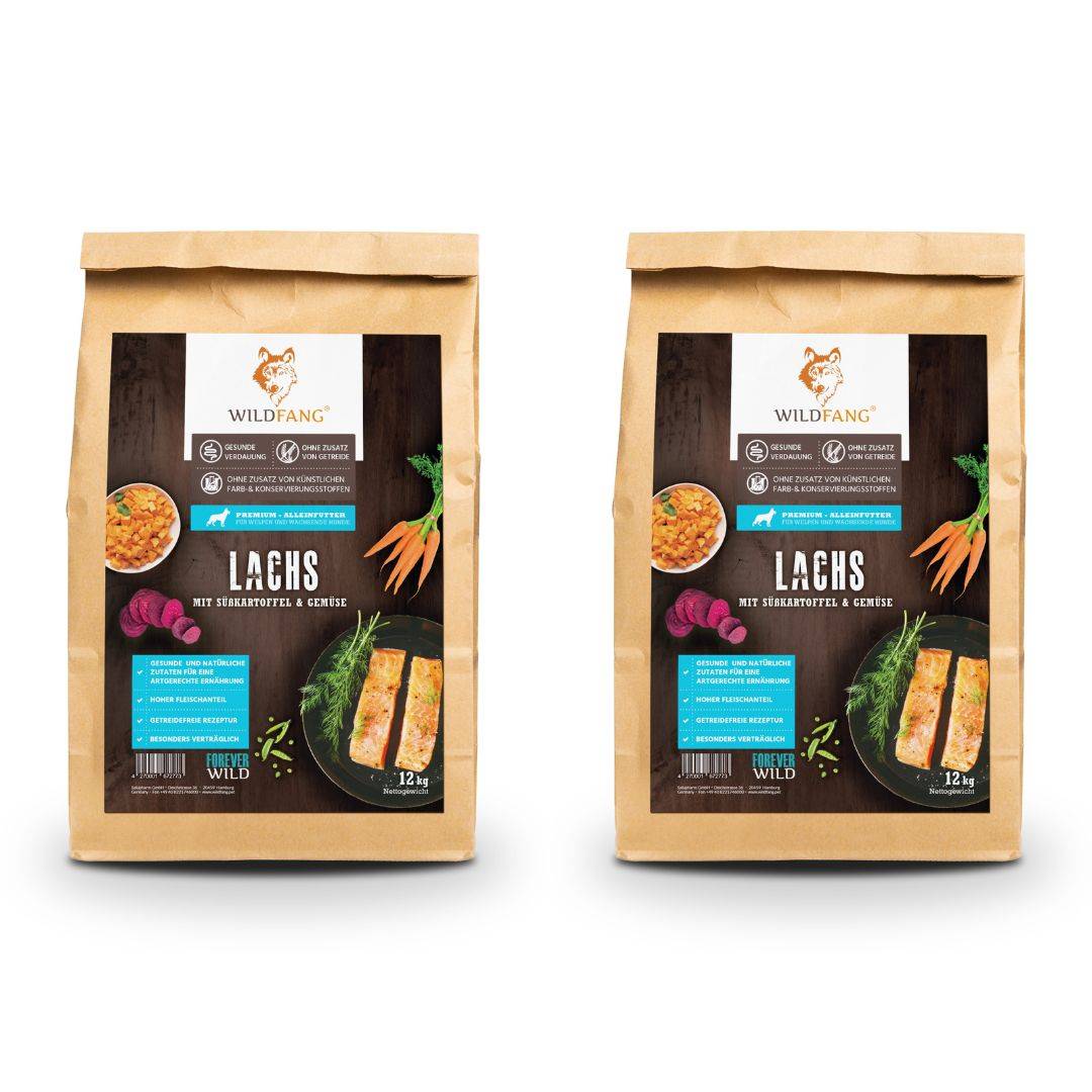 Wildfang - Wildfang Aliments secs juniors avec saumon pour chiots - sans céréales - 2 x 2 kg