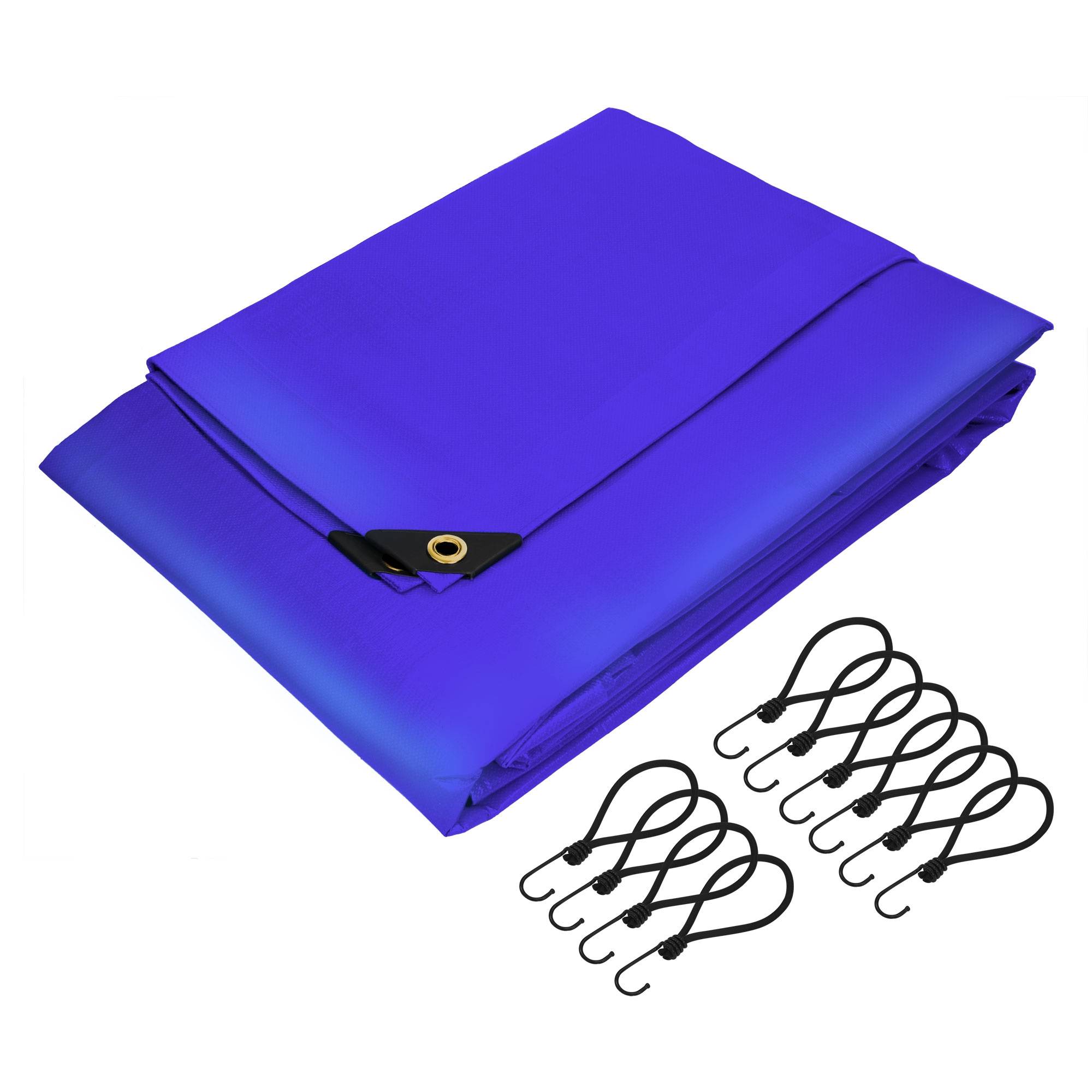 Ecd-Germany - Bâche de Protection Premium avec Œillets + 10 Crochets, 4x6m 24m², 650g/m², Bleu, Tissu PVC, Indéchirable, Imperméable - Image 1