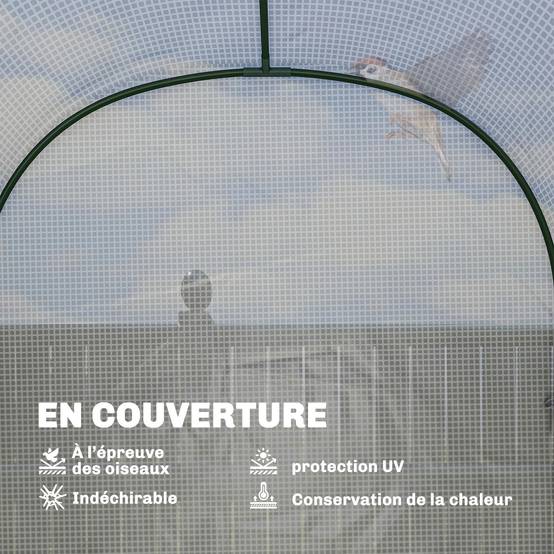 ComfortXL - Serre tunnel de jardin acier 123 x 187 x 189 cm blanche avec étagères porte enroulable - ComfortXL Outdoor Living - Image 7