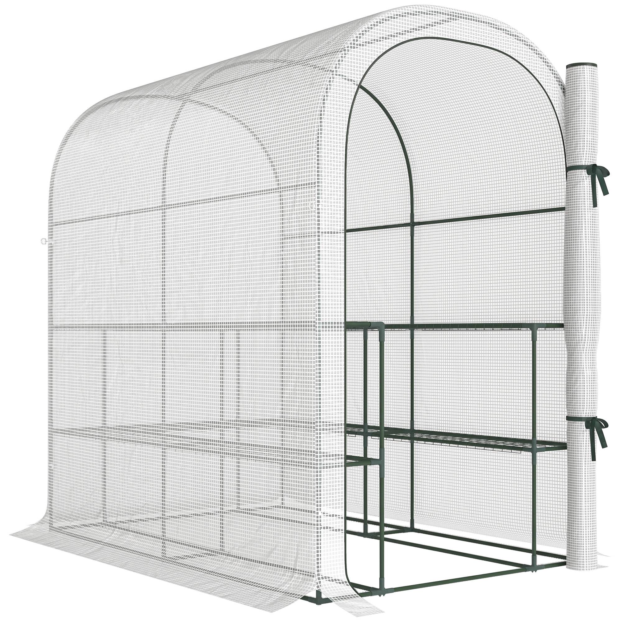 ComfortXL - Serre tunnel de jardin acier 123 x 187 x 189 cm blanche avec étagères porte enroulable - ComfortXL Outdoor Living - Image 2