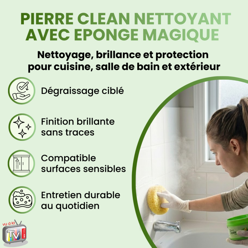 Pierre Clean | Nettoyant Alternative au Bicarbonate de soude | Lot de 3 | Avec Eponge Magique - VENTEO - Image 2