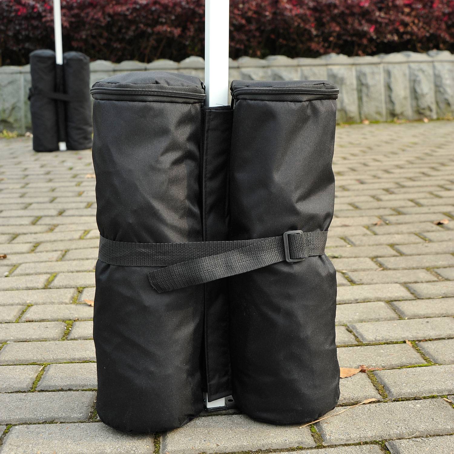 Homcom - Lot 4 sacs de lestage de fixation pour tonnelle parasol pavillon volume 15kg noir - HOMCOM - Image 4
