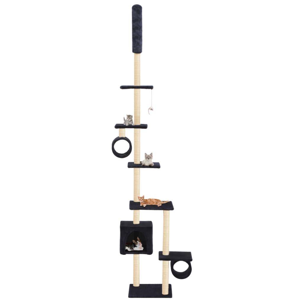 Helloshop26 - Arbre à chat griffoir grattoir niche jouet animaux peluché en sisal 260 cm bleu foncé - Image 1