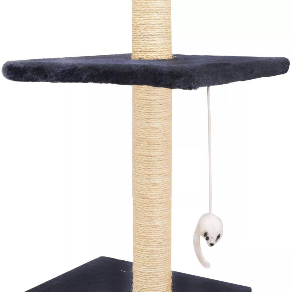 Helloshop26 - Arbre à chat griffoir grattoir niche jouet animaux peluché en sisal 260 cm bleu foncé - Image 6
