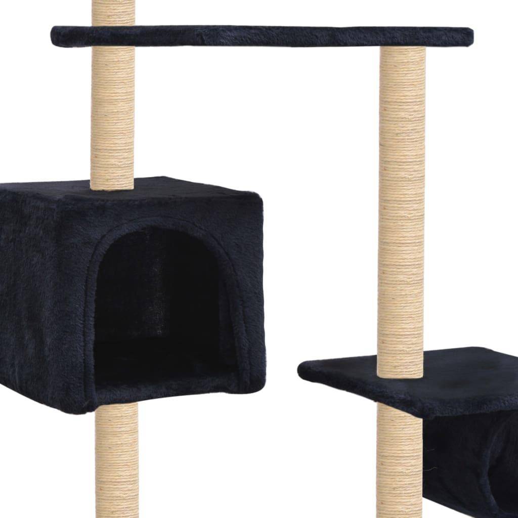 Helloshop26 - Arbre à chat griffoir grattoir niche jouet animaux peluché en sisal 260 cm bleu foncé - Image 4