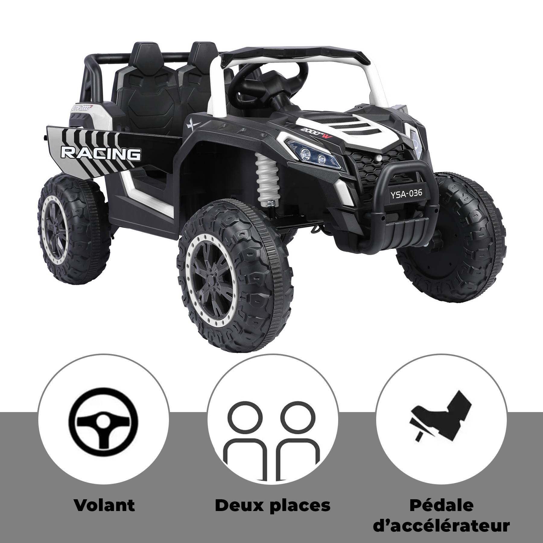 0 - Véhicule électrique tout-terrain pour enfants UTV 12 V, adapté aux enfants de 2 à 6 km/h - Blanc - Image 5