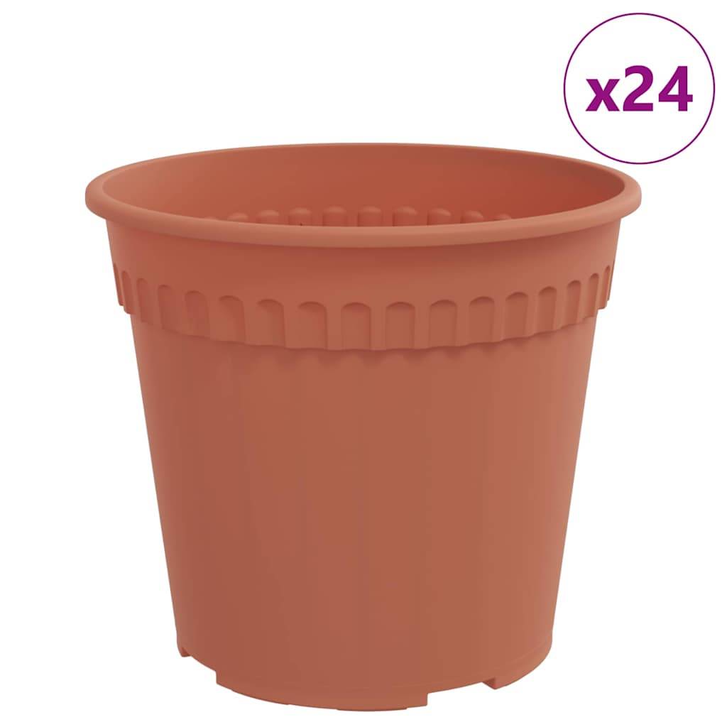 Lot 24 Pots de fleurs ronds plastique pour Intérieur Extérieur avec Drainage Ø 17 cm Rouge Brique - ComfortXL Outdoor Living - Image 2