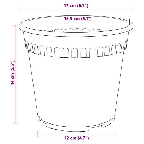 Lot 24 Pots de fleurs ronds plastique pour Intérieur Extérieur avec Drainage Ø 17 cm Rouge Brique - ComfortXL Outdoor Living - Image 9