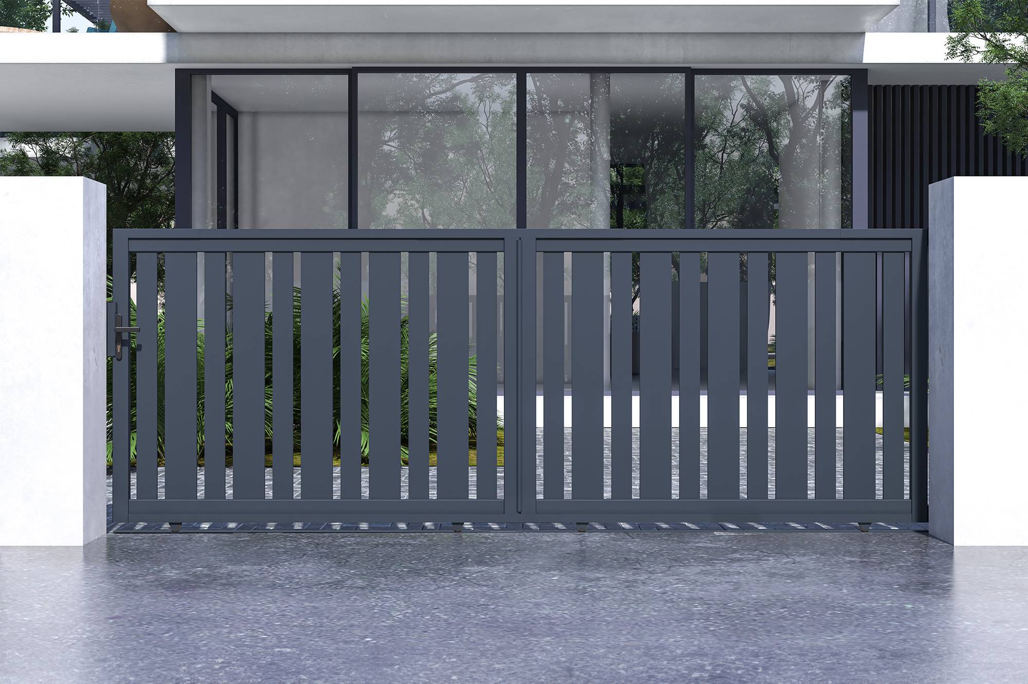 Casanoov Portail coulissant 4 m VEYMONT H.140 cm aluminium gris - Image 1